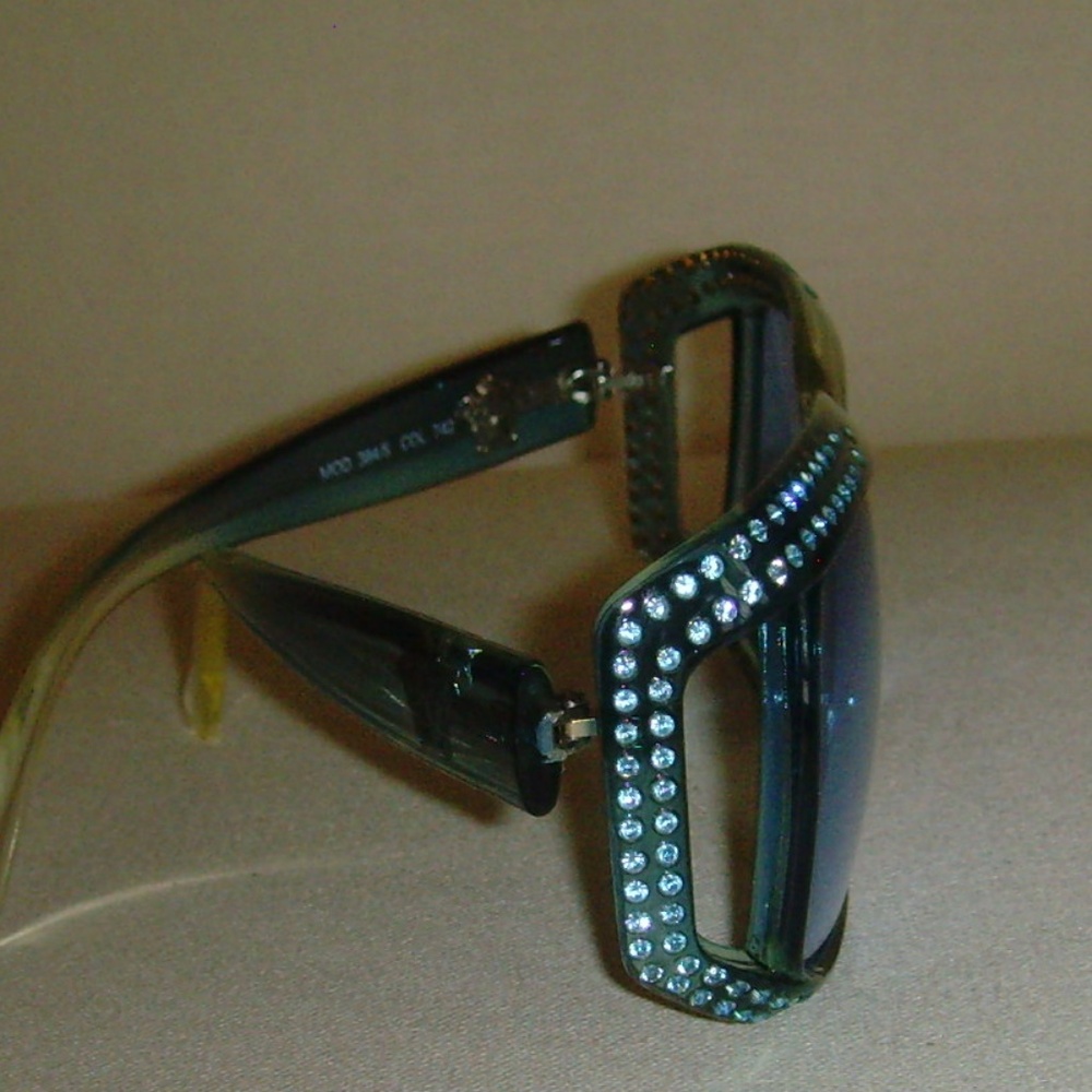 VERSACE Vintage Blue and Rhinestone Sunglasses - Picture 10 of 16